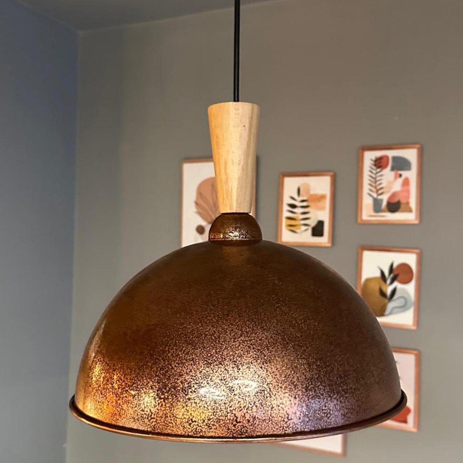 Pendelleuchte Yimpi Schlot Holz Metall, Modern Hängelampe